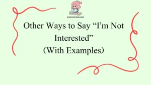 Other Ways to Say “I’m Not Interested”